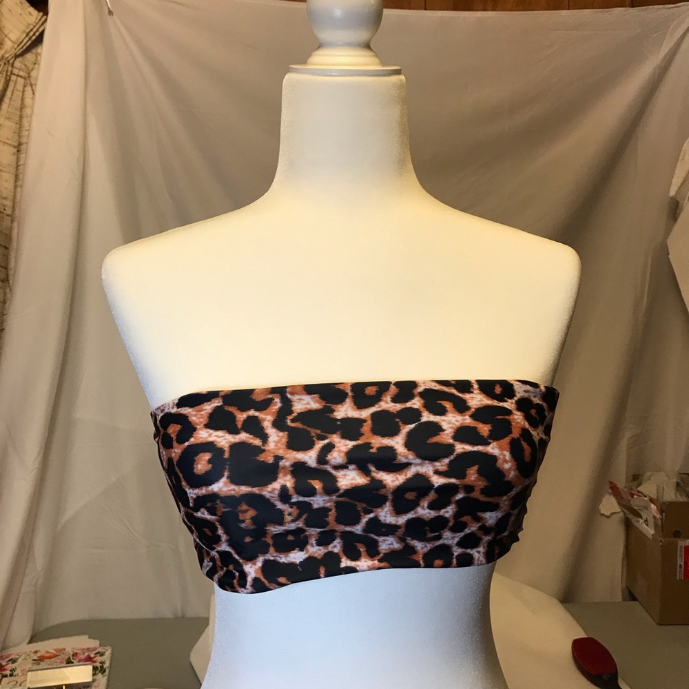 Cheetah print strapless swim top